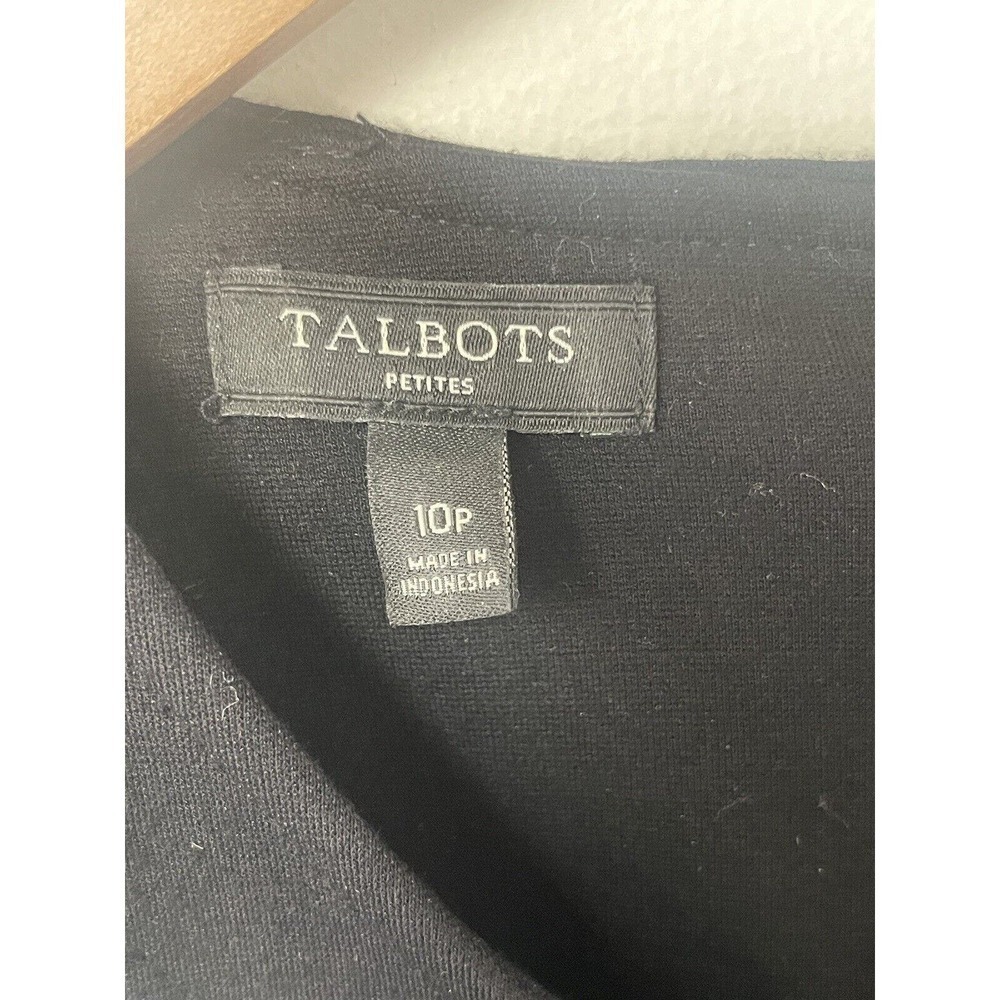 Talbots Womens Black White Patterned Sheath Dress MIDI Size 10P Sleeveless - Picture 8 of 14